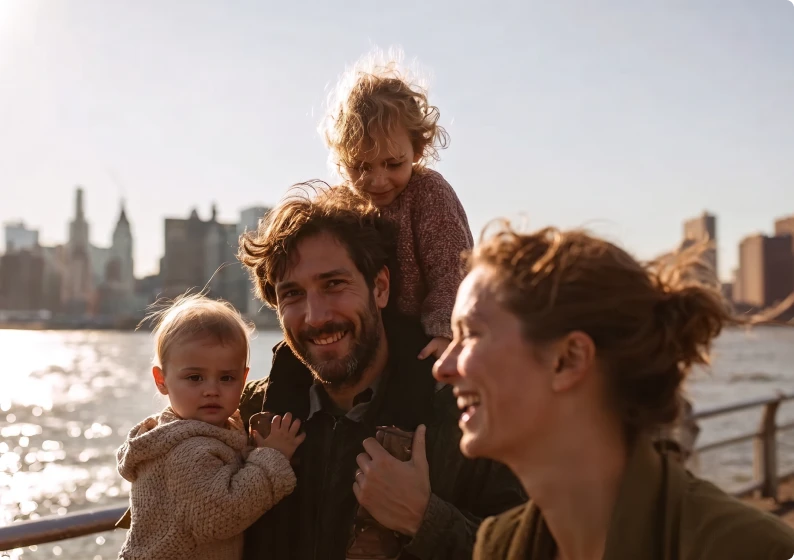 Família brasileira aproveitando férias nos EUA